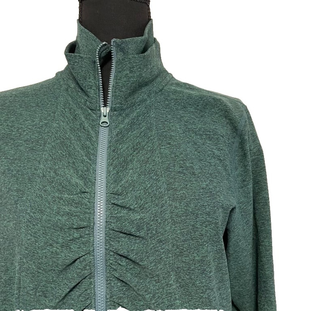 Zella Dark Green Full Zip Track Jacket Athletic thumb holes Running Yoga